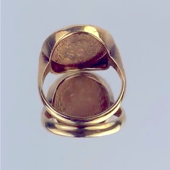 22K 1945 DOS PESOS COIN RING MOUNTED ON SOLID 14K SETTING! THIS IS A FLASH SALE! - Picture 8 of 16